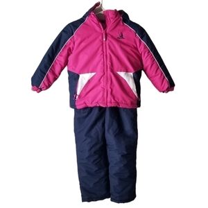 Rugged Bear Girl's Snowsuit and Jacket Set Size 5/6 Pink/Navy